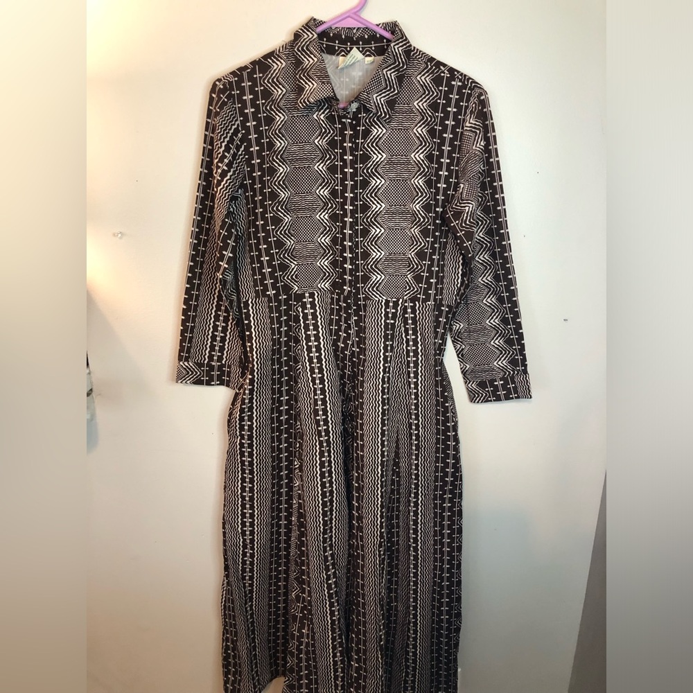 Julia Amory Dress womens Xs brown/cream boho midi